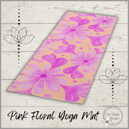 Waterverf bloemen in roze yogamat