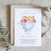 Waterverf Bloemen in Teacup Verjaardagsfeest Kaart