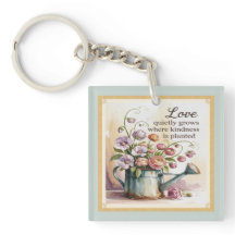 Waterverf Bloemen in Watering Can & Quote