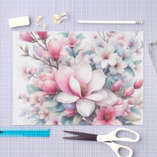Waterverf Bloemen in zachte pastels Tissuepapier (Craft)
