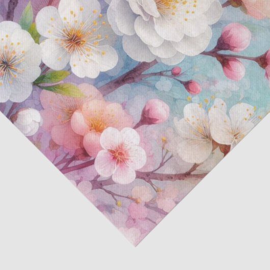 Waterverf Bloemen in zachte pastels Tissuepapier (Detail)