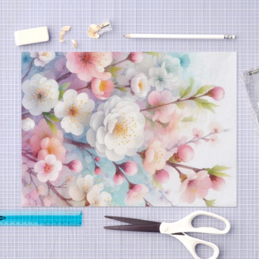 Waterverf Bloemen in zachte pastels Tissuepapier (Craft)