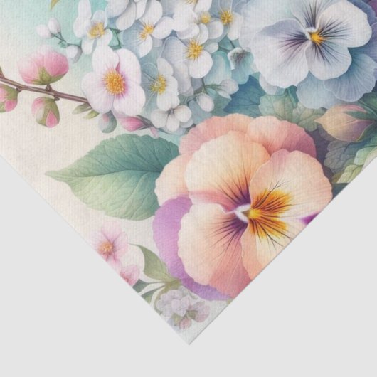 Waterverf Bloemen in zachte pastels Tissuepapier (Detail)