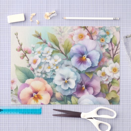 Waterverf Bloemen in zachte pastels Tissuepapier (Craft)