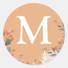 Waterverf Bloemen Initiaal Bruiloft Envelop Afdich Ronde Sticker