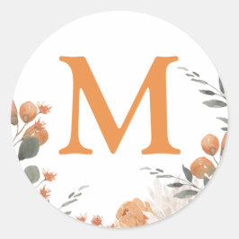 Waterverf Bloemen Initiaal Bruiloft Envelop Afdich Ronde Sticker