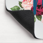 waterverf bloemen Initiaal Roze en blauw Muismat (Hoek)