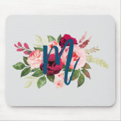 waterverf bloemen Initiaal Roze en blauw Muismat (Voorkant)