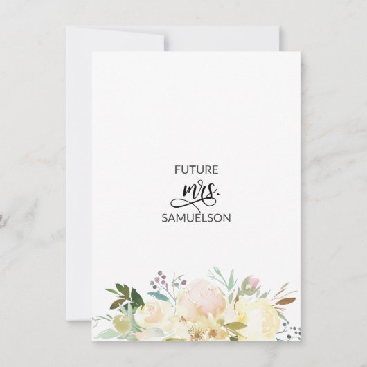 Waterverf Bloemen Ivoor Mint Goud Vrijgezellenfees Kaart (Achterkant)