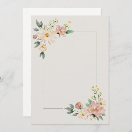 Waterverf bloemen kaart (Voorkant / Achterkant)