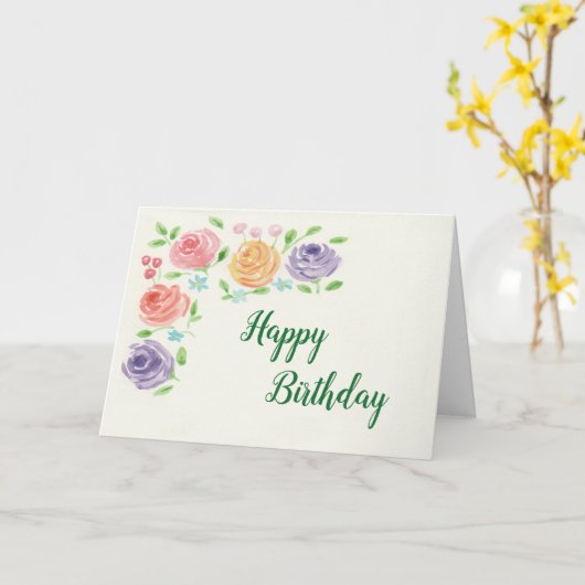 Waterverf bloemen Kaart (Gele Bloem)