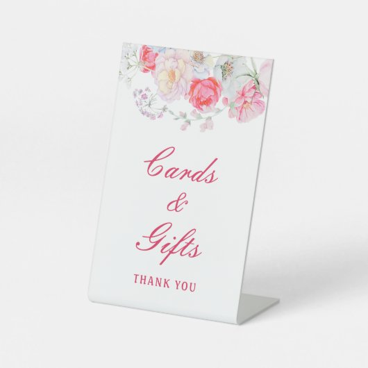 Waterverf Bloemen Kaarten & Geschenken Reclamebord Met Voetstuk (Voorkant)