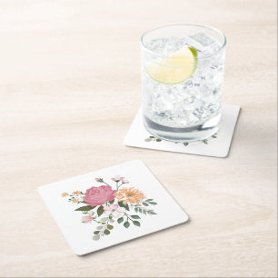 Waterverf bloemen kartonnen onderzetters