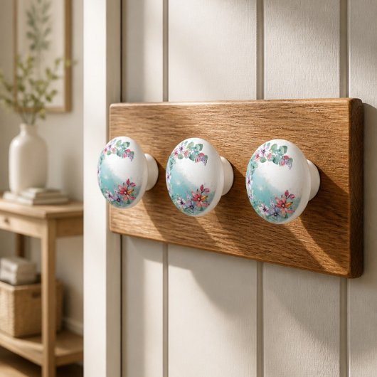 Waterverf Bloemen Keramische Knop
