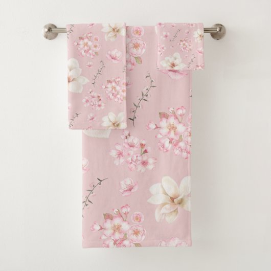 Waterverf Bloemen Kersenbloesem Bloemen Bloemenroz Bad Handdoek (Insitu)