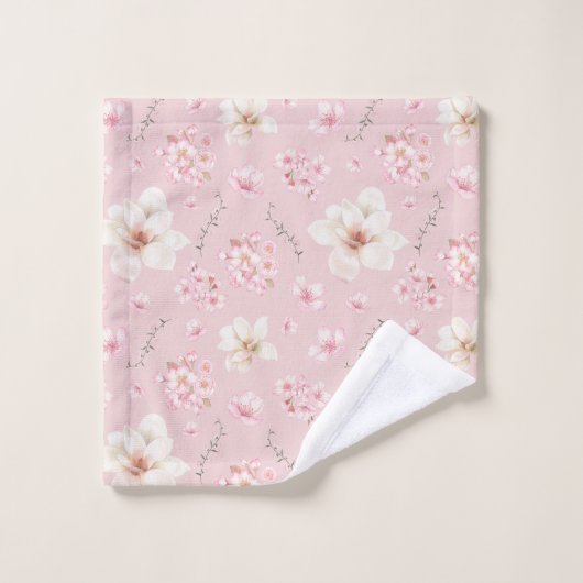Waterverf Bloemen Kersenbloesem Bloemen Bloemenroz Bad Handdoek (Wasdoekje)