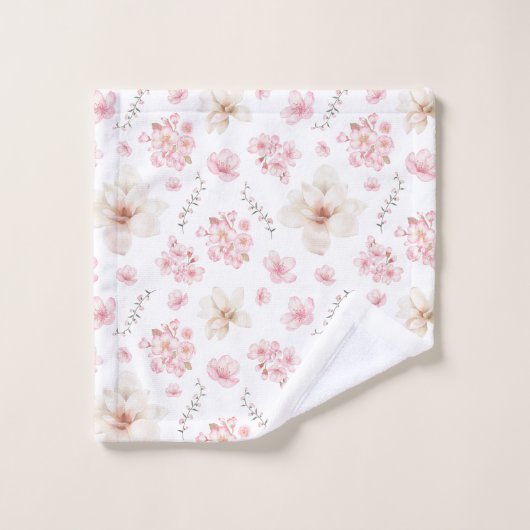 Waterverf Bloemen Kersenbloesem Bloempatroon Bad Handdoek (Wasdoekje)