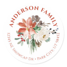 Waterverf Bloemen Kerst Kleine Ronde Etiketten