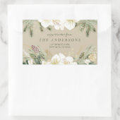 Waterverf Bloemen Kerst retour adres Rechthoekige Sticker (Tas)