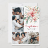 Waterverf Bloemen Kerst Vijf-Foto Collage Feestdagenkaart (Voorkant)