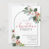 Waterverf Bloemen Kerstfeest Uitnodiging (Voorkant)