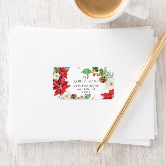 Waterverf Bloemen Kerstmis Bloemen n Foliage Etiket (Insitu)