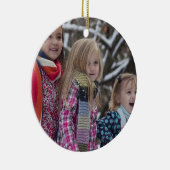 Waterverf Bloemen Kerstmis Familie Foto Keramisch Ornament (Rechts)