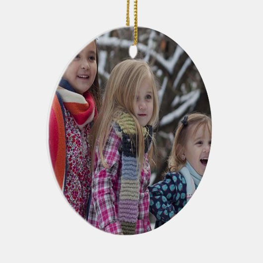 Waterverf Bloemen Kerstmis Familie Foto Keramisch Ornament (Rechts)