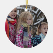 Waterverf Bloemen Kerstmis Familie Foto Keramisch Ornament (Voorkant)