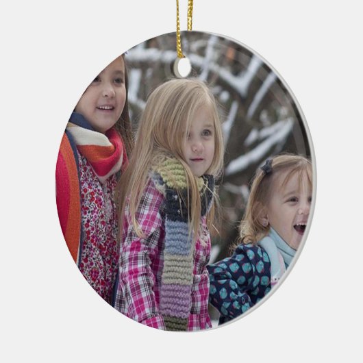 Waterverf Bloemen Kerstmis Familie Foto Keramisch Ornament (Links)