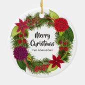 Waterverf Bloemen Kerstmis Familie Foto Keramisch Ornament (Achterkant)