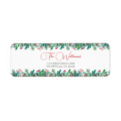 Waterverf Bloemen Kerstvakantie Etiket (Voorkant)