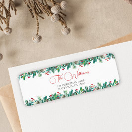 Waterverf Bloemen Kerstvakantie Etiket