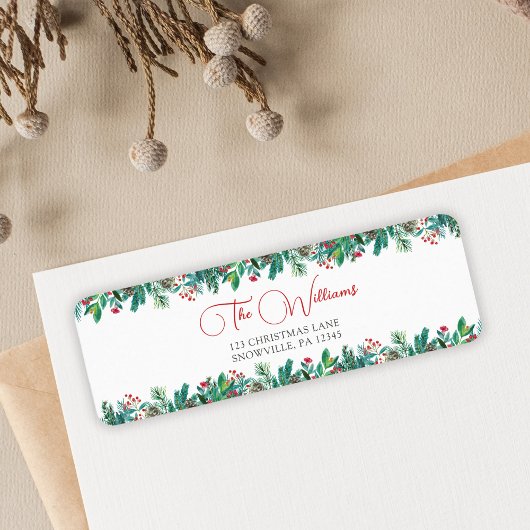 Waterverf Bloemen Kerstvakantie Etiket