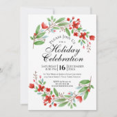 Waterverf Bloemen Kerstvakantie feestje Kaart (Voorkant)