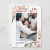 Waterverf Bloemen Kerstvakantie Fotocollage Feestdagenkaart (Voorkant)