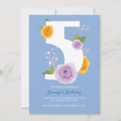  Waterverf Bloemen Kinder 5e Verjaardag Party Save The Date (Voorkant)