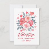 Waterverf Bloemen Kinder Valentijnsdag Notitiekaartje (Voorkant)