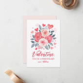 Waterverf Bloemen Kinder Valentijnsdag Notitiekaartje (Voorkant / Achterkant in situ)