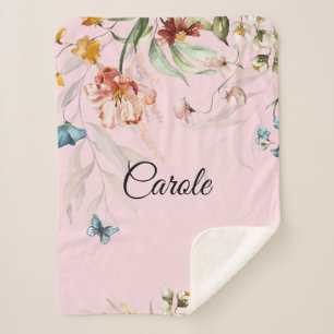 Waterverf Bloemen, Klein Wieg of Wandelwagen Sherpa Deken