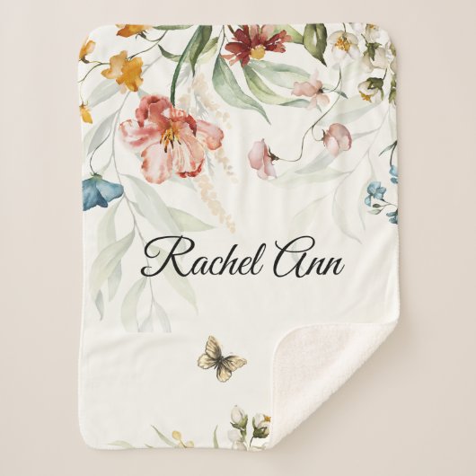 Waterverf Bloemen, kleine kinderwagen Sherpa Deken (Voorkant)