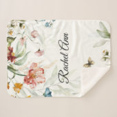 Waterverf Bloemen, kleine kinderwagen Sherpa Deken (Voorkant (horizontaal))