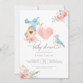 Waterverf Bloemen Kleine Vogels Meisje Baby shower Kaart (Voorkant)