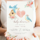 Waterverf Bloemen Kleine Vogels Meisje Baby shower Kaart