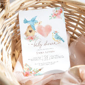 Waterverf Bloemen Kleine Vogels Meisje Baby shower Kaart