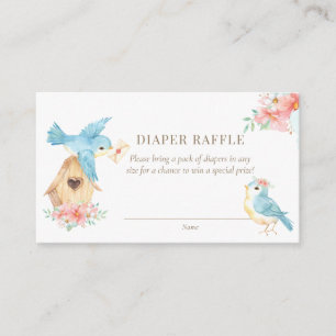 Waterverf Bloemen Kleine Vogels Meisje Luier Raffl Informatiekaartje