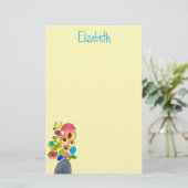 Waterverf bloemen kleurrijke florale bloemen briefpapier (Staand voorkant)