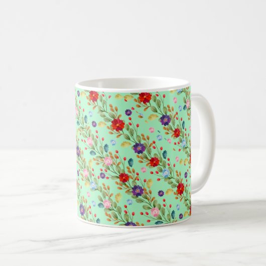 Waterverf Bloemen Kleurrijke Patroon-67488 Koffiemok (Voorkant rechts)