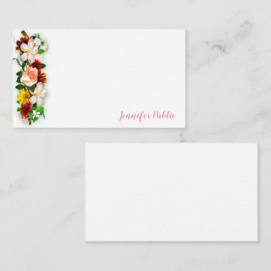 Waterverf Bloemen Kleurrijke Sjabloon Handgeschrev (Voorkant / Achterkant)