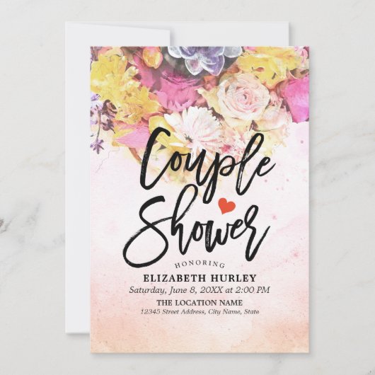 Waterverf bloemen Koestdouche bruiloft Kaart (Voorkant)